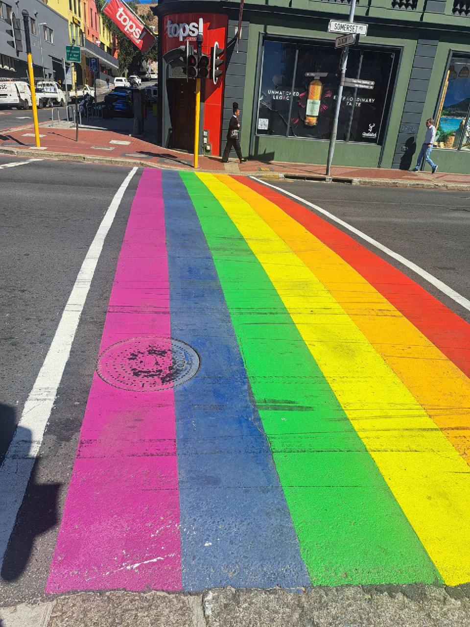 Rainbow pedestrian crossing in Cape Town, South Africa. Photo: Wikimedia Commons
