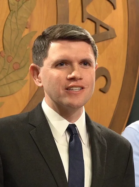 Texas State Representative James Talarico at a press conference