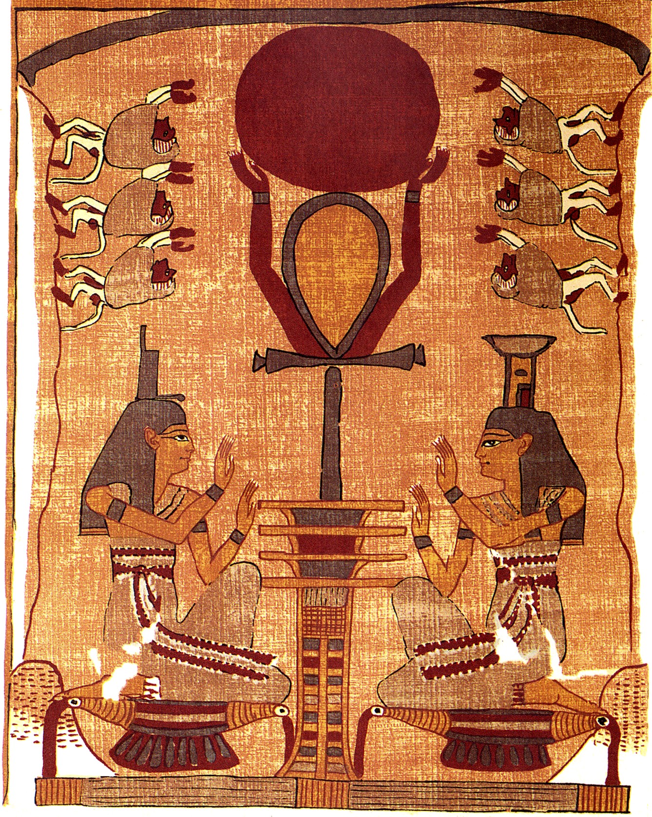 Нефтида (десно) и Изида (лево). Папирус Ани