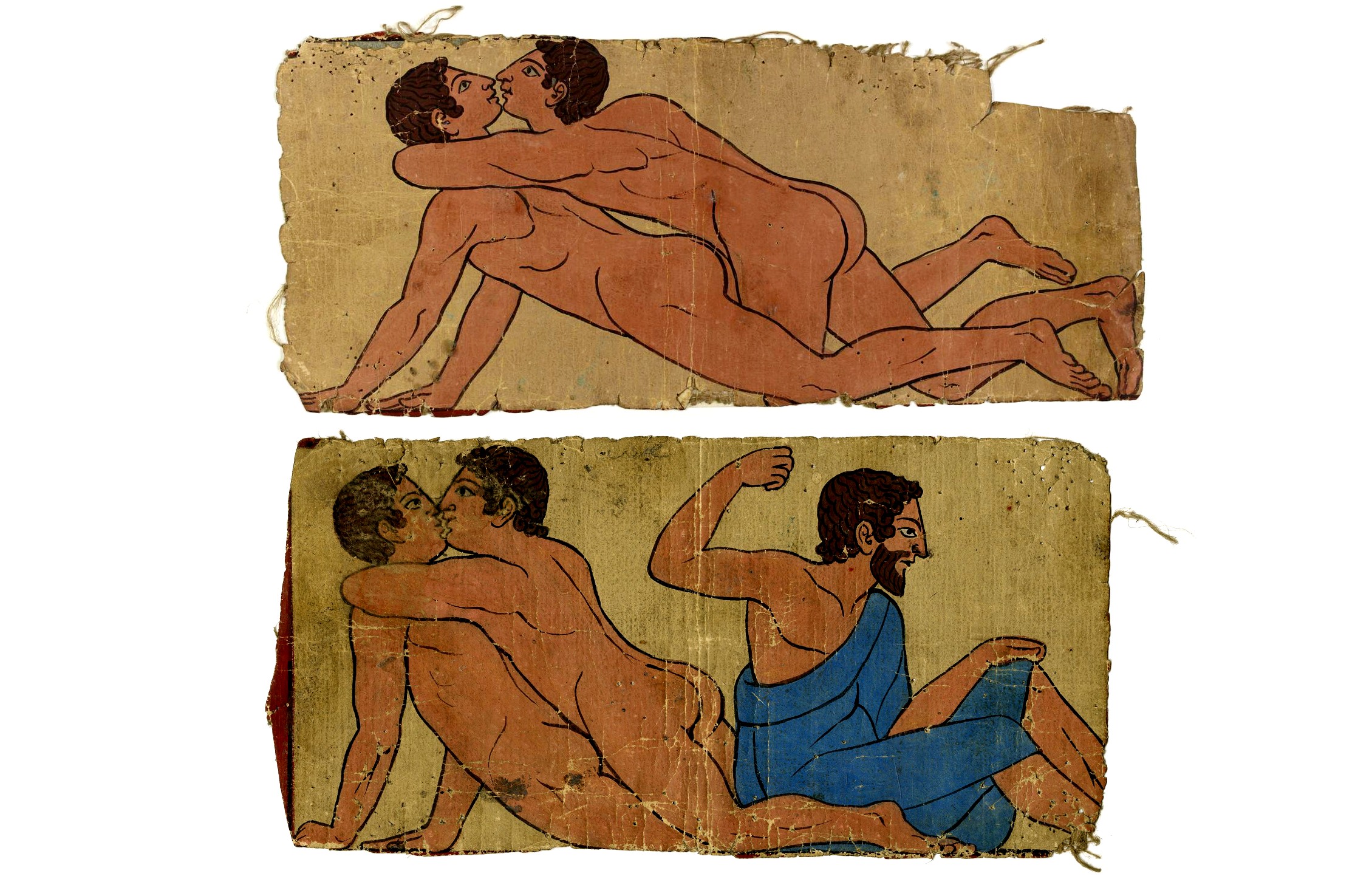 Две сцены однополого мужского секса в этрусской Гробнице Колесниц