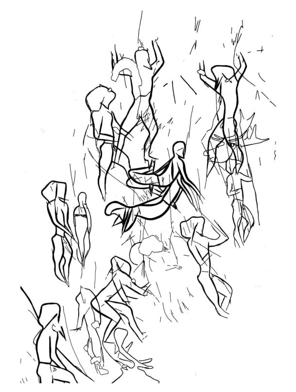 Partie de la frise avec la scène, relevé