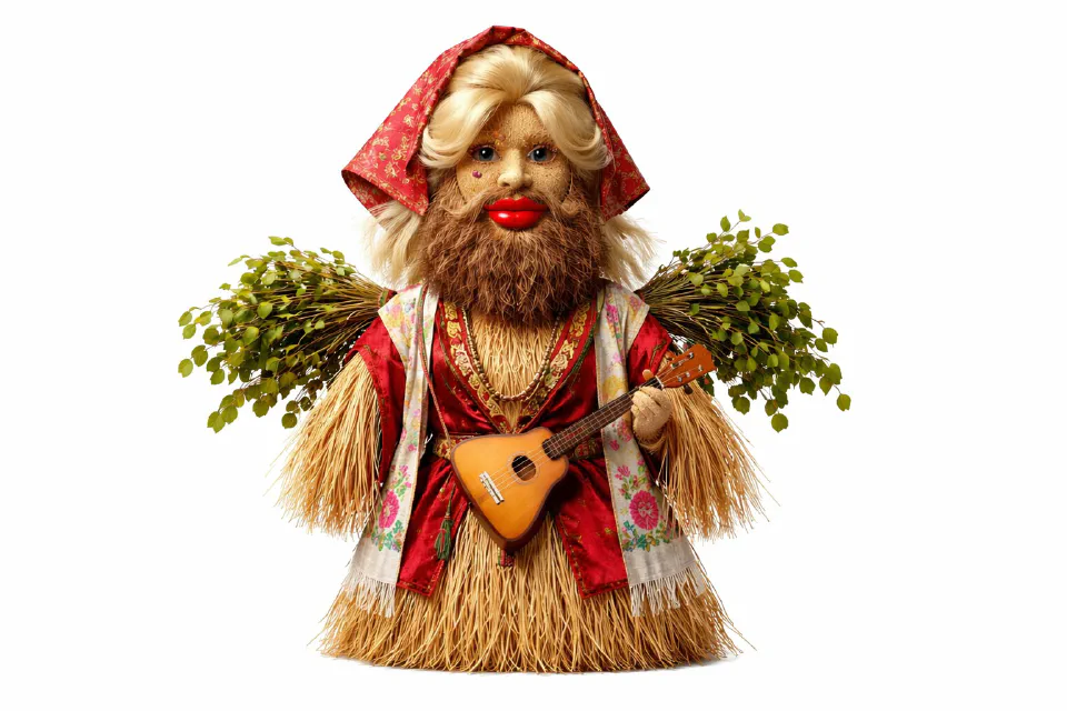 Un personnage travesti de Maslenitsa décrit dans des matériaux folkloriques russes du début du XXe siècle.