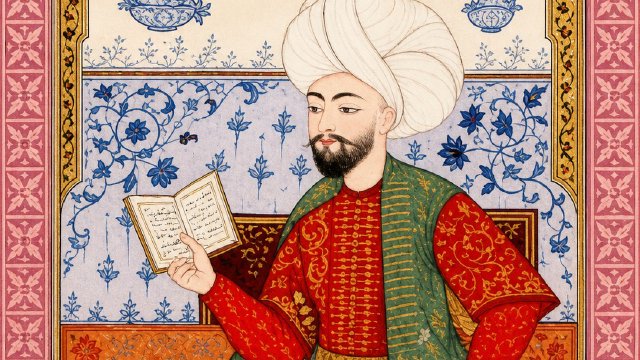 AI-enhanced portrait of Ahmed Pasha from the collection of poet biographies Meşâirü'ş-Şuarâ.