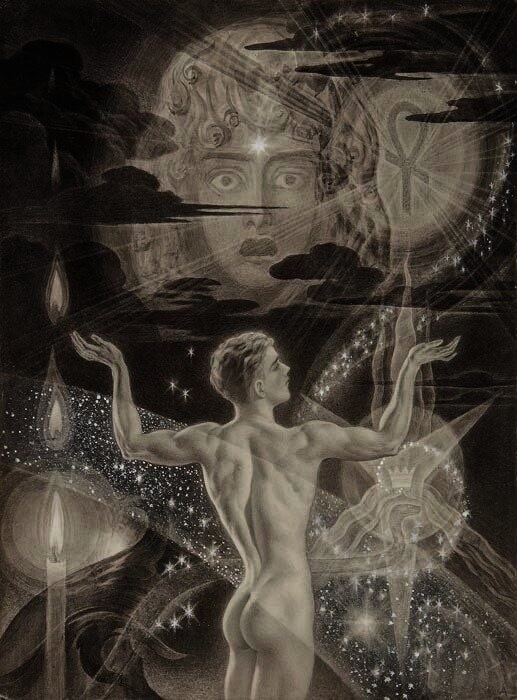 Andréi Avinoff. Ilustración para La caída de la Atlántida