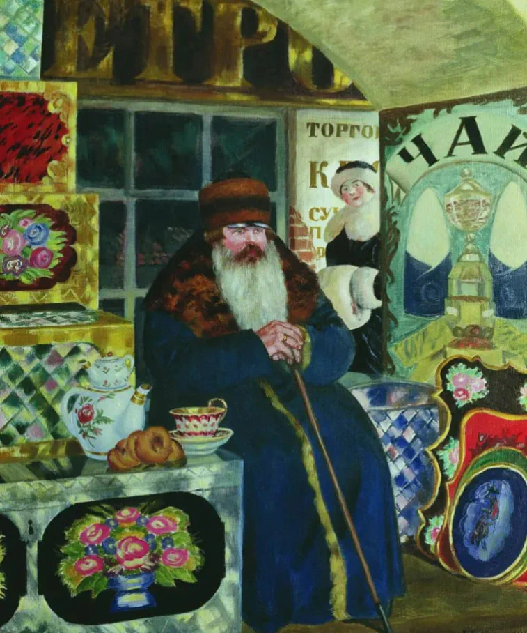 Boris Michajlovič Kustodiev, «Il mercante di bauli», 1923