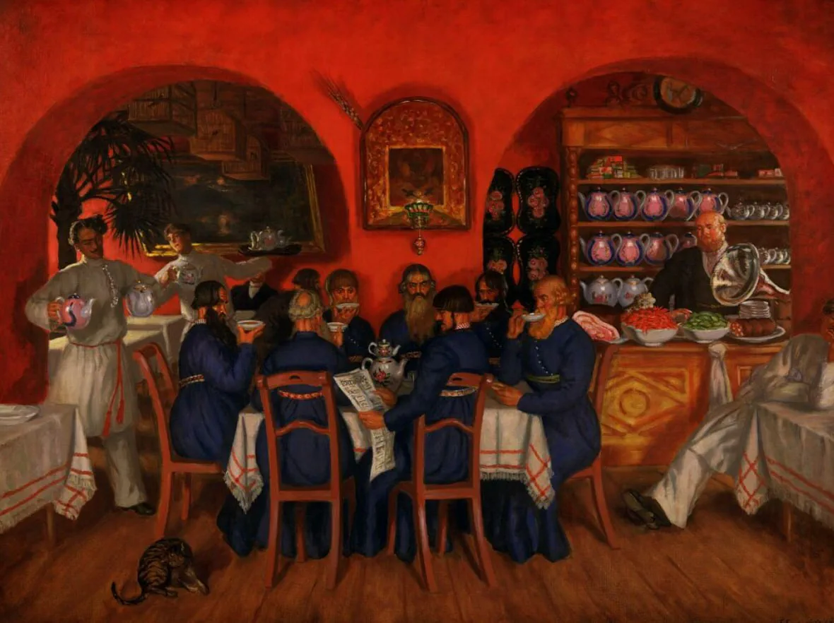 Boris Michajlovič Kustodiev, «Una taverna moscovita», 1916